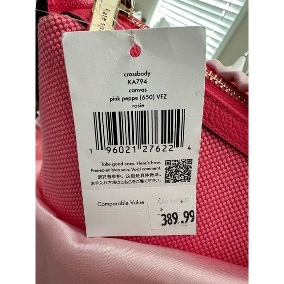 kate spade Rosie Canvas Crossbody Pink Peppercorn Coin Purse Extra Strap Dustbag - Picture 8 of 16